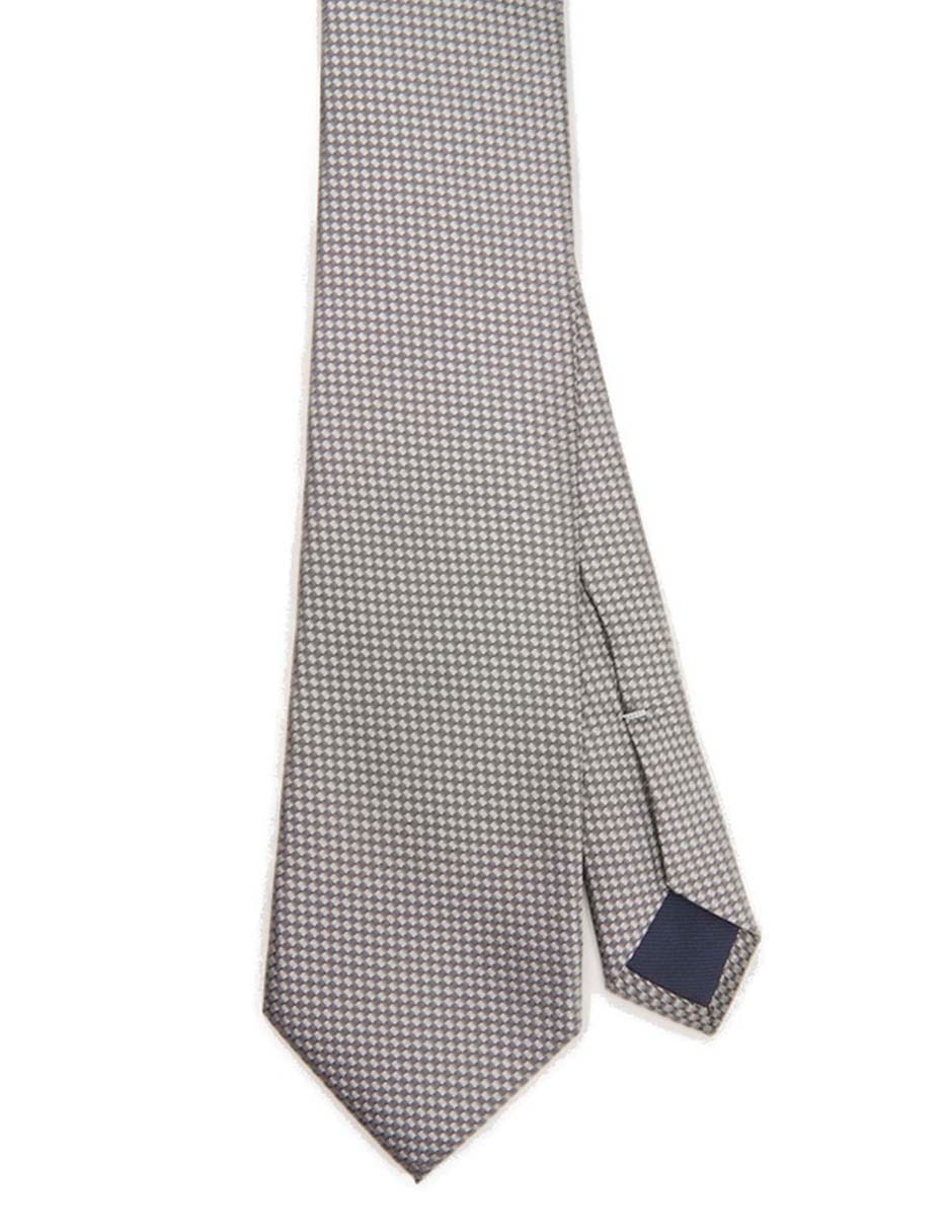 Corbata regular de seda estampado a cuadros para hombre 1