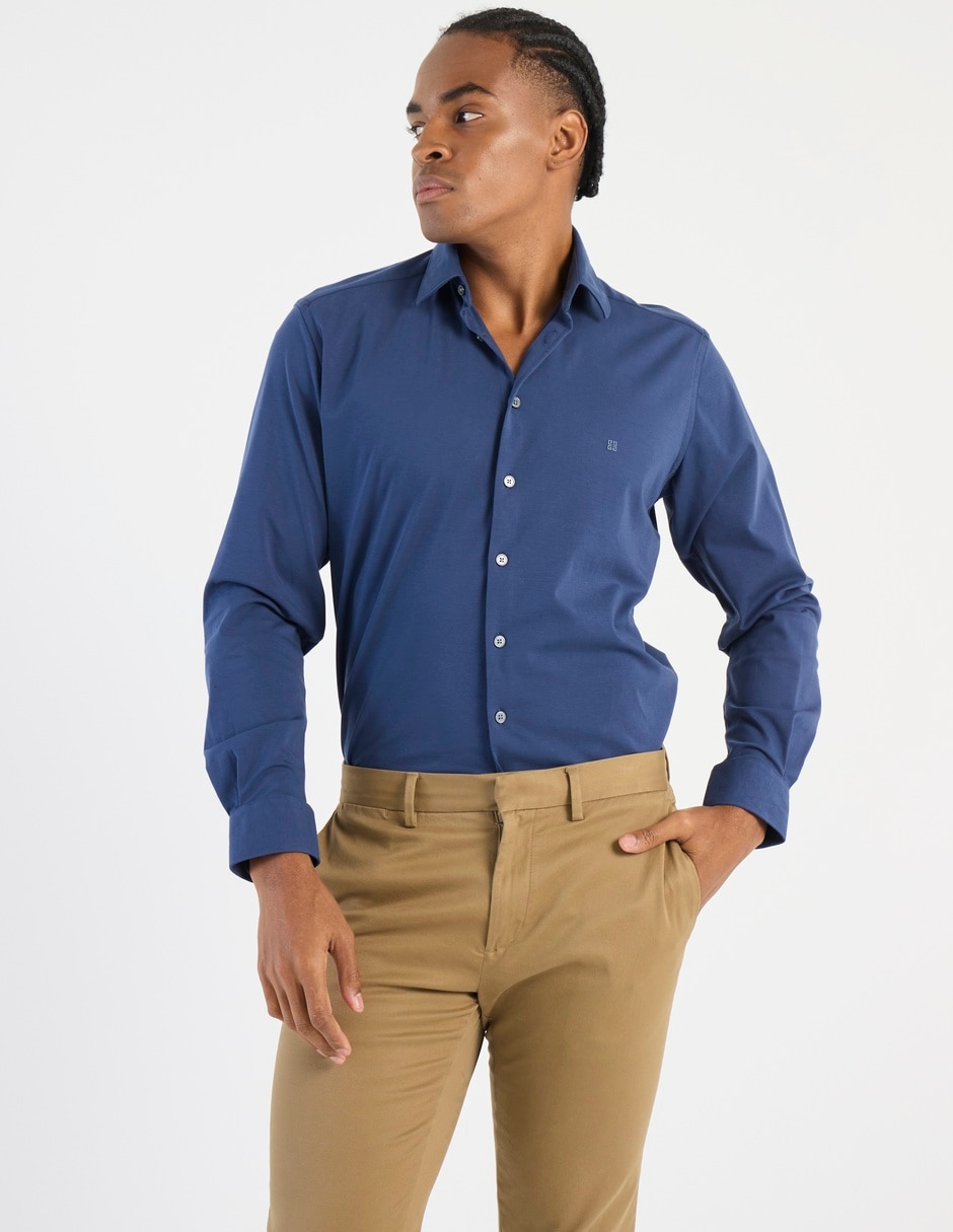 Camisa casual de algodón manga larga para hombre 1