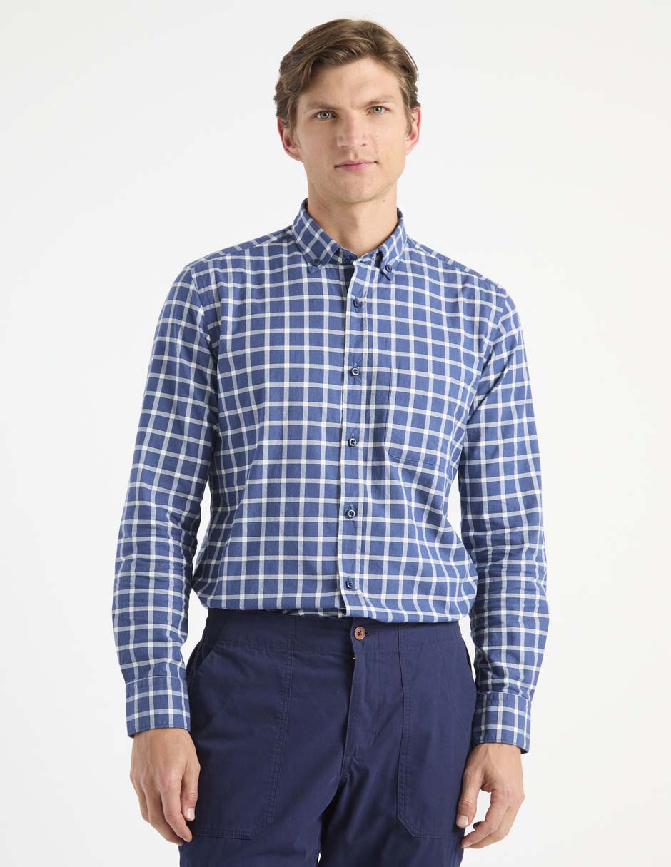 Camisa casual de algodón manga larga para hombre