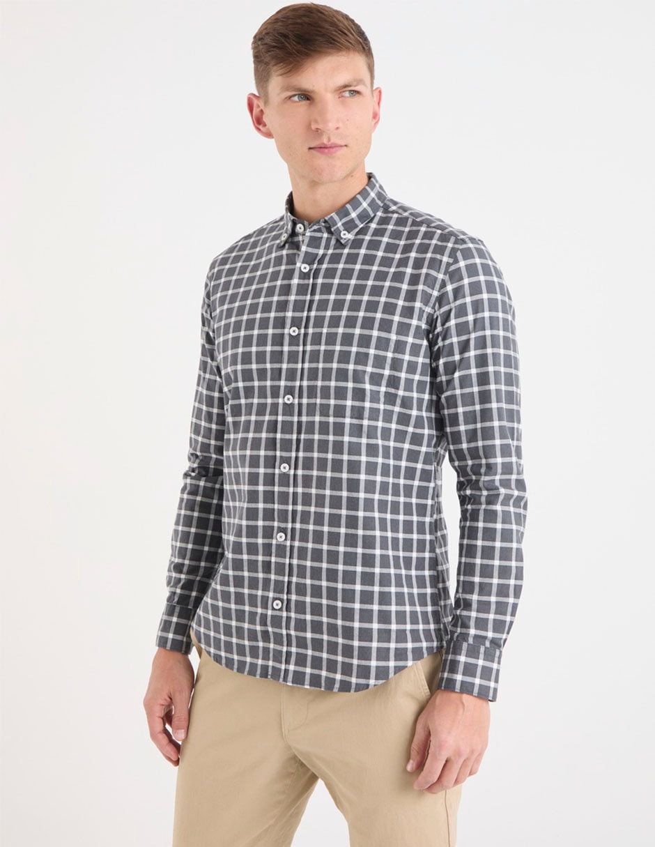 Camisa casual de algodón manga larga para hombre Camisa casual de algodón manga larga para hombre