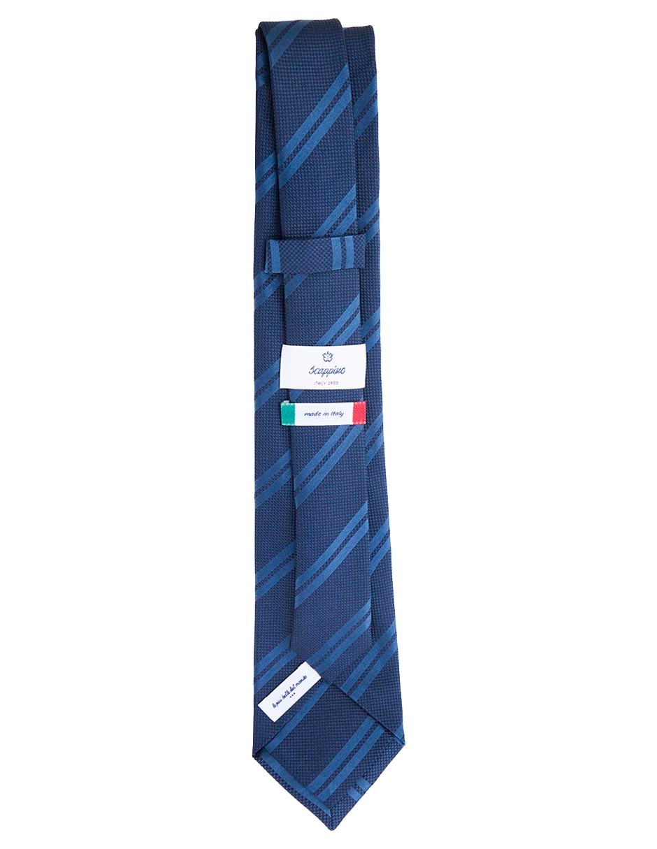 Corbata regular de seda estampado a rayas para hombre 2