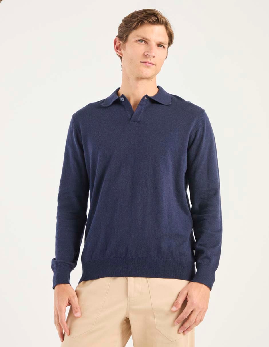 Suéter cuello camisero para hombre