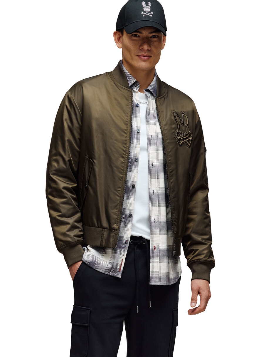 Chamarra bomber con bolsillos para hombre Chamarra bomber con bolsillos para hombre
