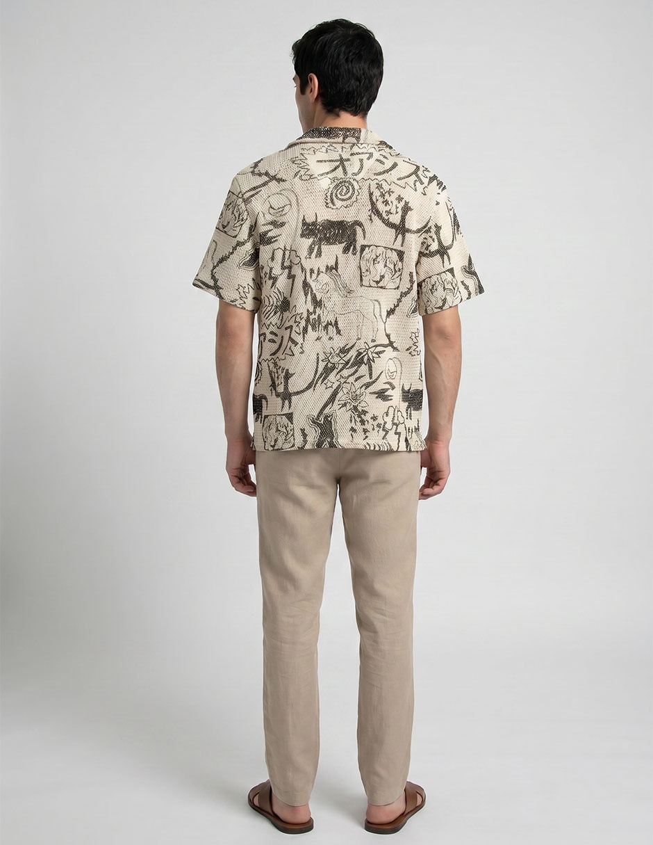 Camisa casual OAS de algodón manga corta para hombre