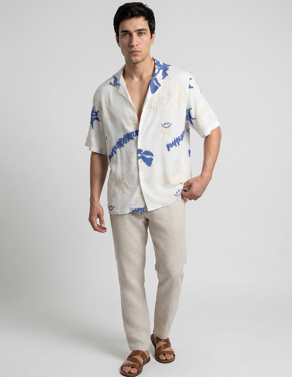 Camisa playa OAS de algodón manga corta para hombre