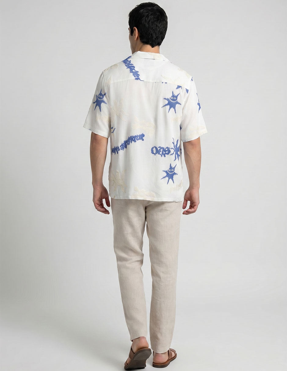 Camisa playa OAS de algodón manga corta para hombre