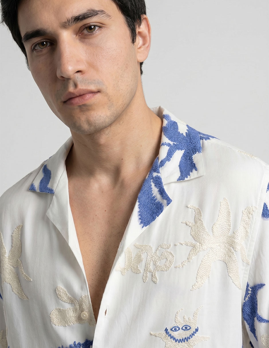 Camisa playa OAS de algodón manga corta para hombre