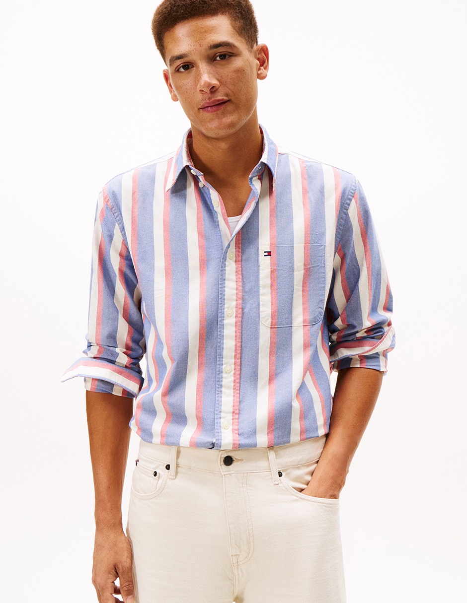 Camisa casual de algodón manga larga para hombre