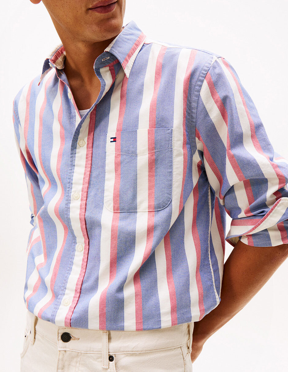 Camisa casual de algodón manga larga para hombre