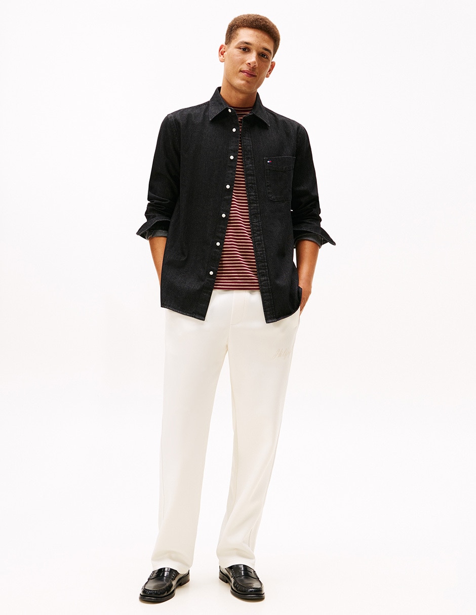 Camisa casual de algodón manga larga para hombre