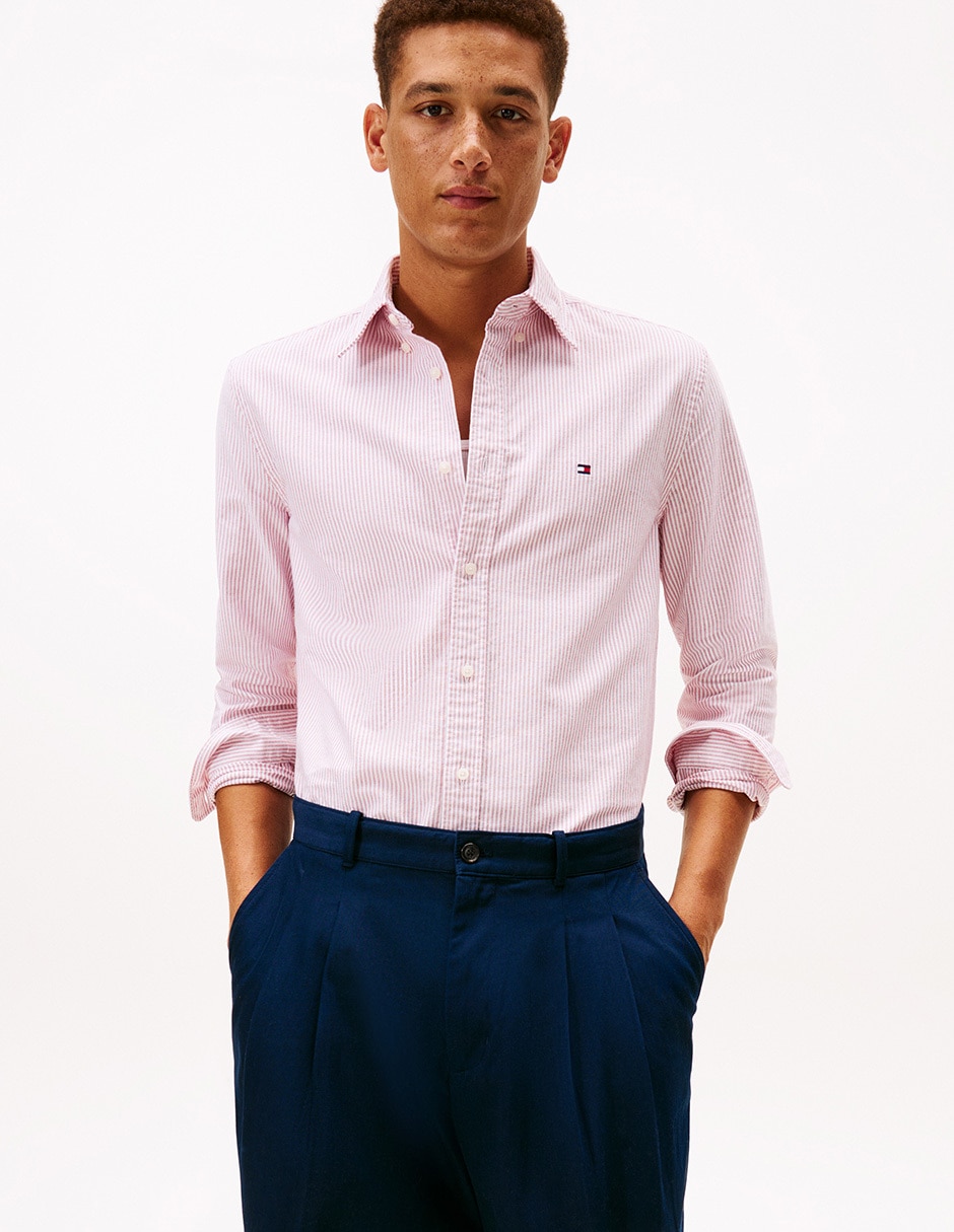 Camisa casual de algodón manga larga para hombre