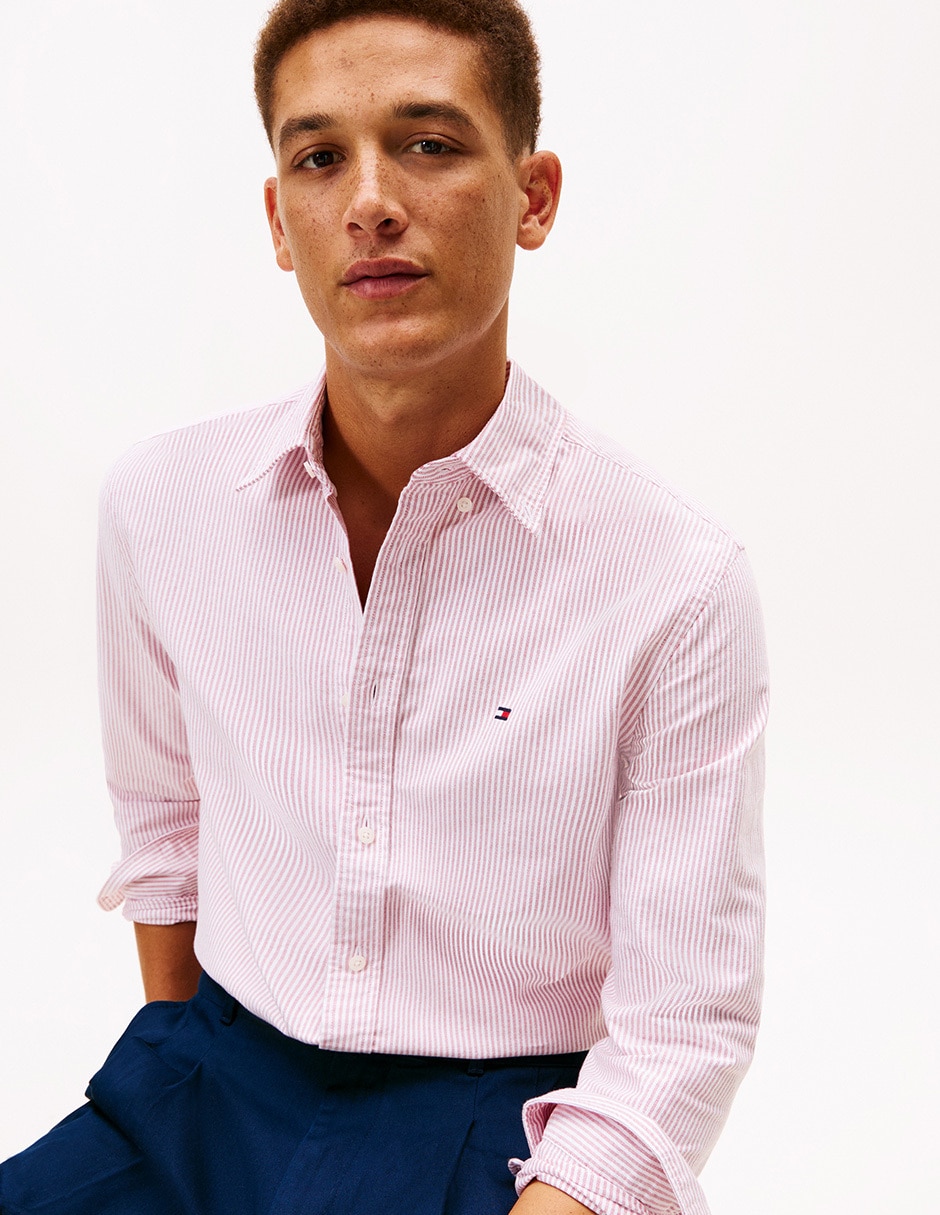 Camisa casual de algodón manga larga para hombre