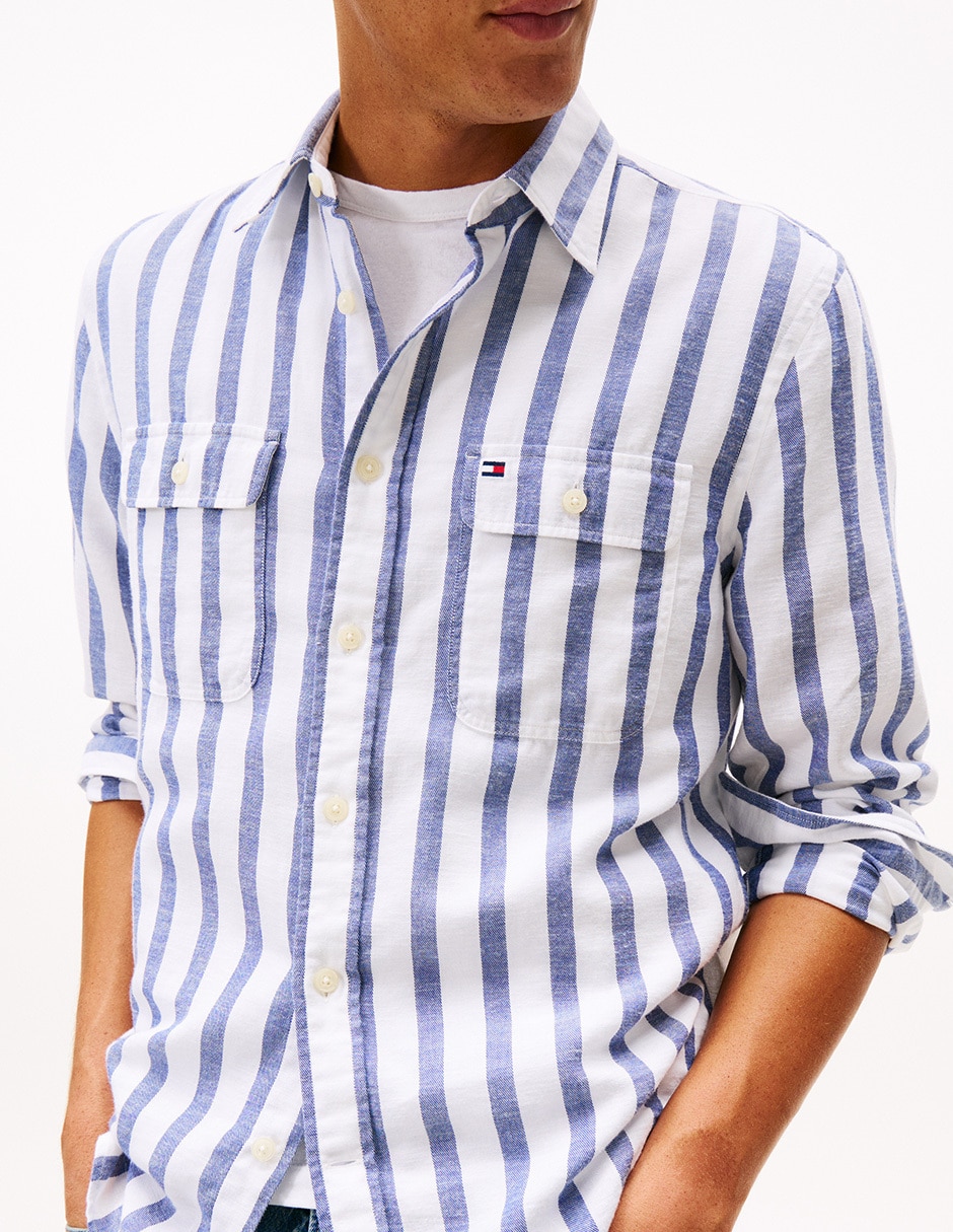 Camisa casual de algodón manga larga para hombre
