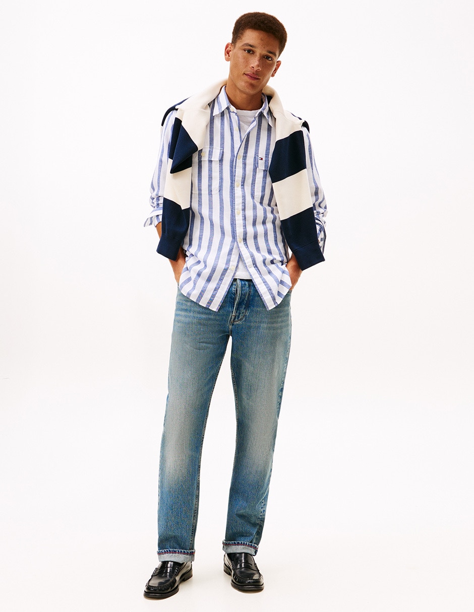 Camisa casual de algodón manga larga para hombre