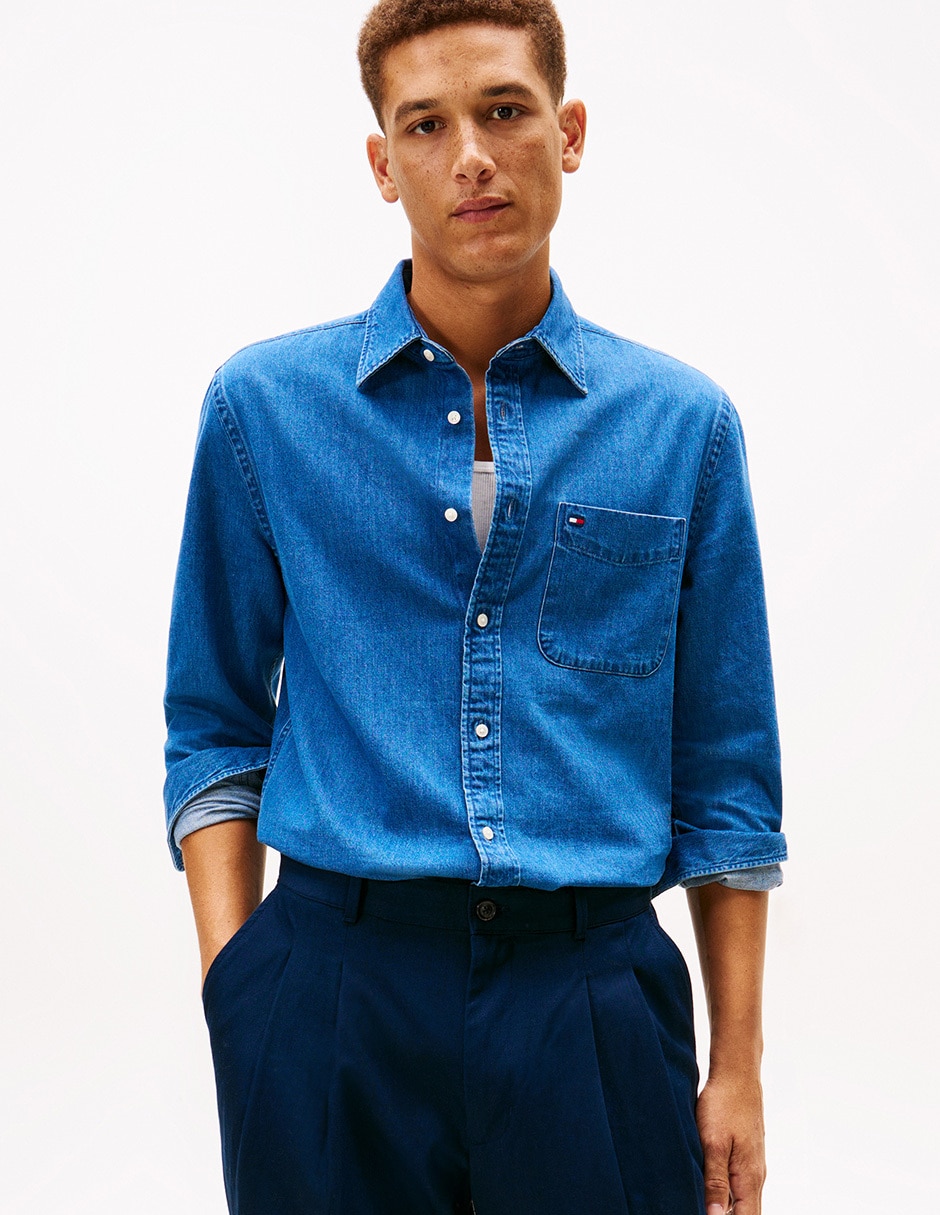 Camisa casual de algodón manga larga para hombre