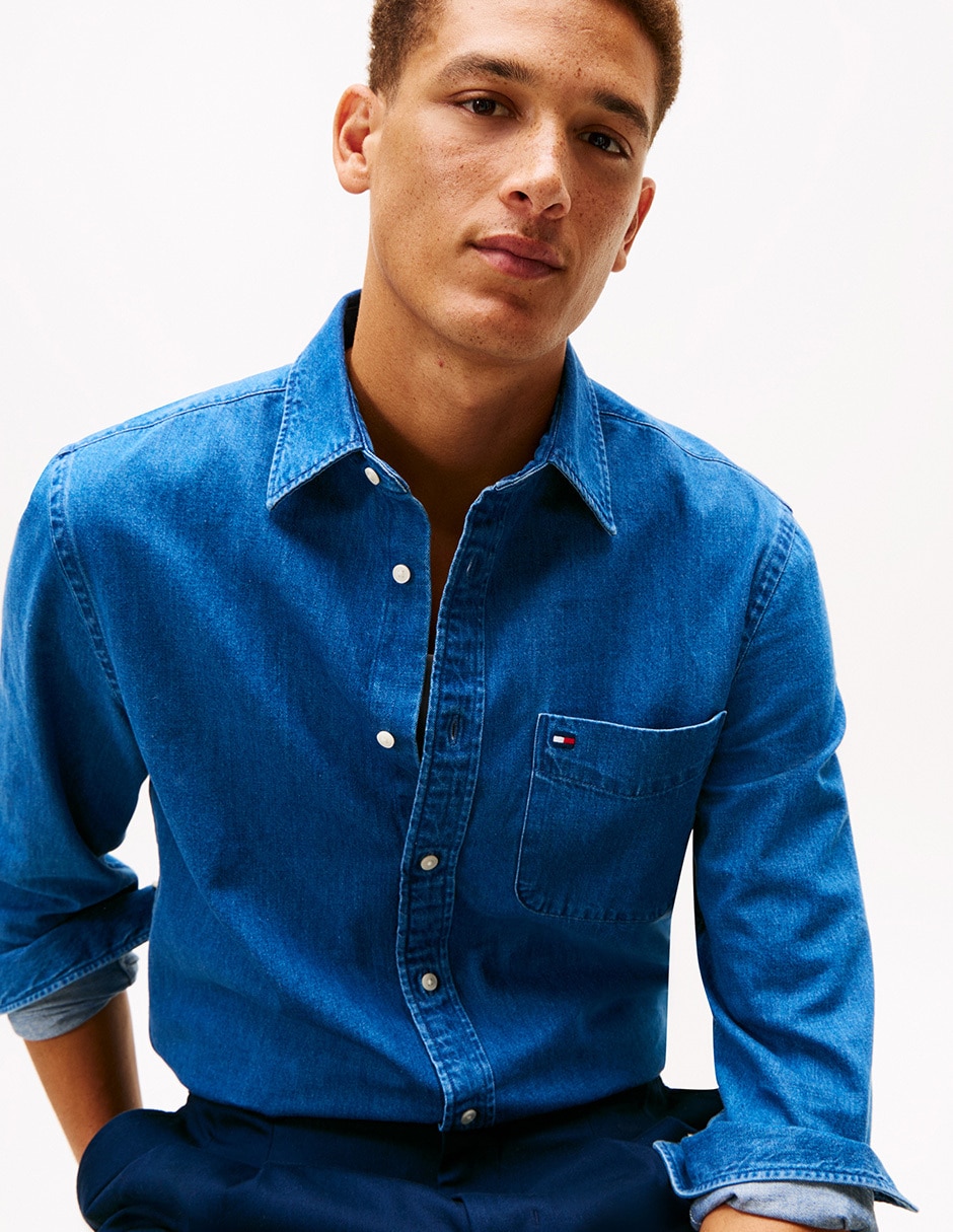 Camisa casual de algodón manga larga para hombre