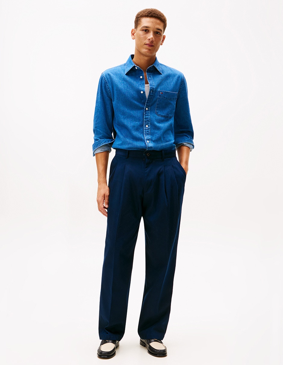 Camisa casual de algodón manga larga para hombre