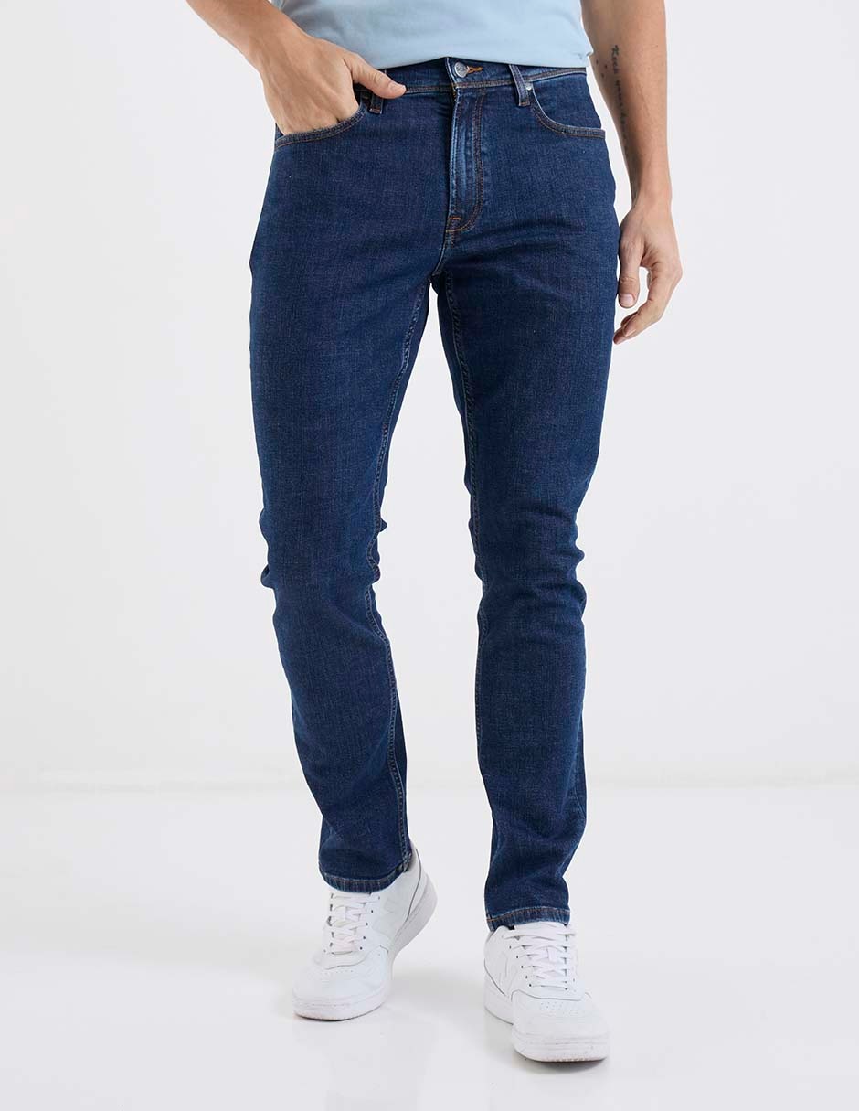 Jeans straight lavado obscuro para hombre 1