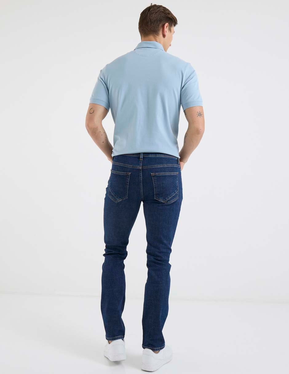 Jeans straight lavado obscuro para hombre 5