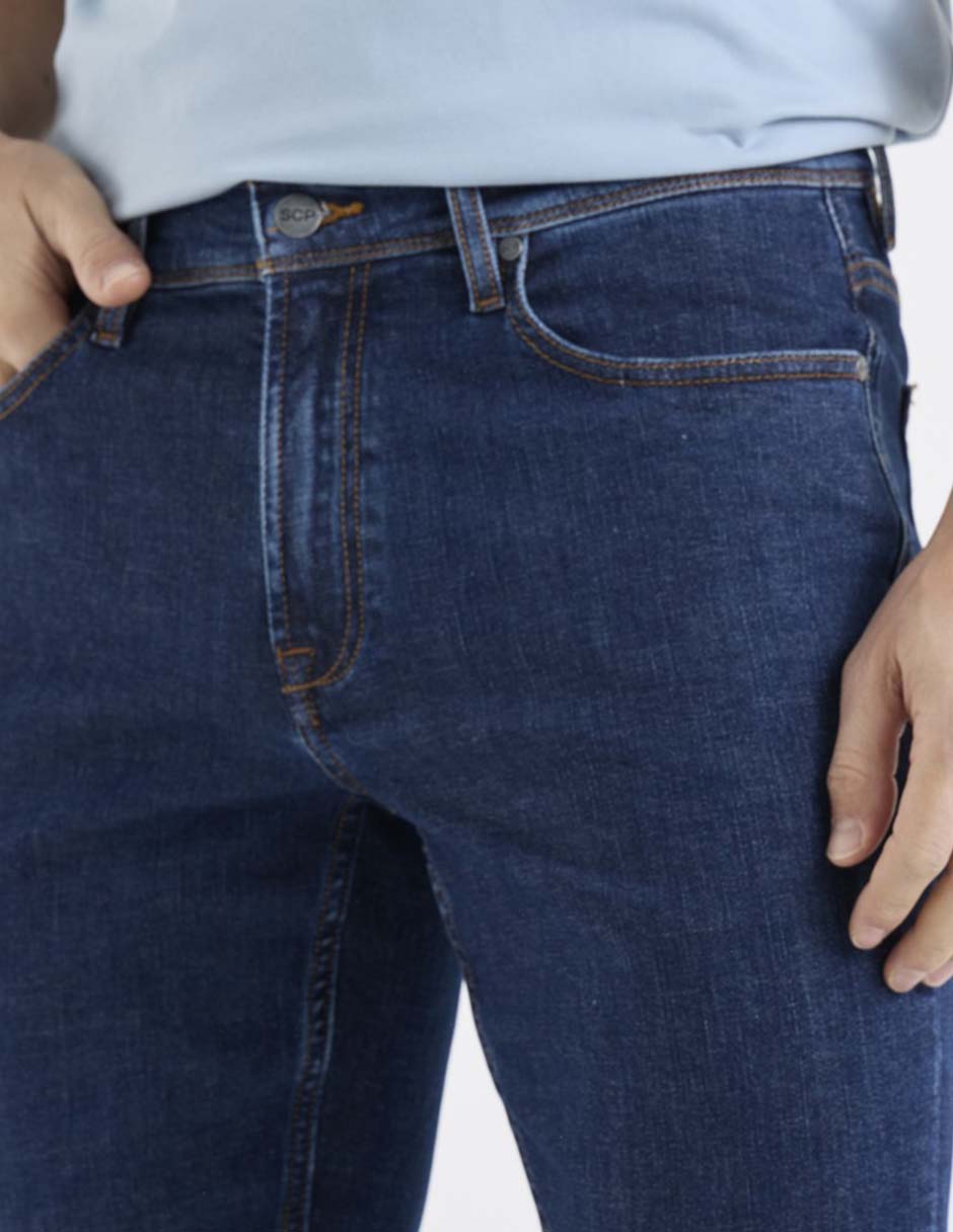 Jeans straight lavado obscuro para hombre 7