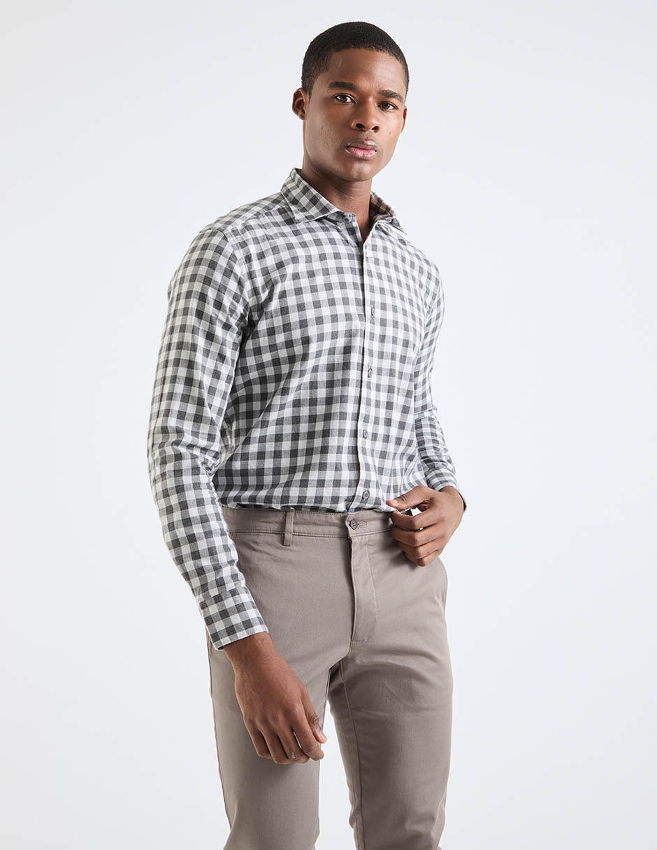 Camisa casual de algodón manga larga para hombre 1