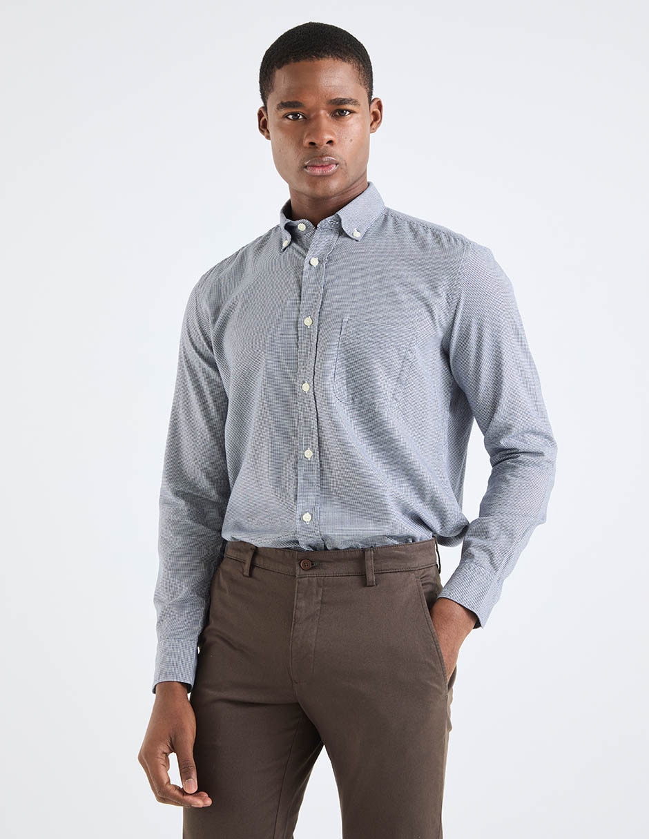 Camisa casual de algodón manga larga para hombre 1