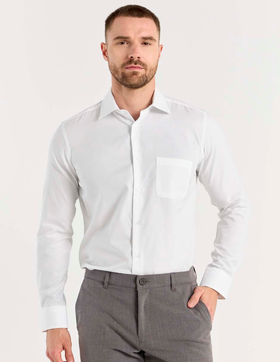 Camisa de vestir de algodón manga larga para hombre