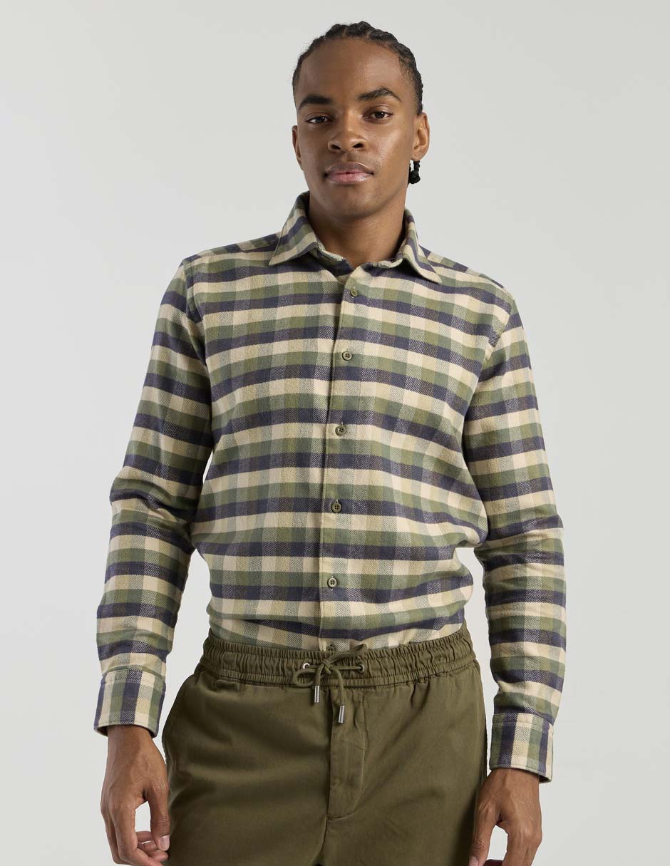 Camisa casual Scappino de algodón manga larga para hombre