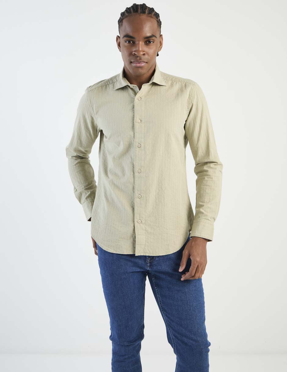 Camisa de vestir de algodón manga larga para hombre 1