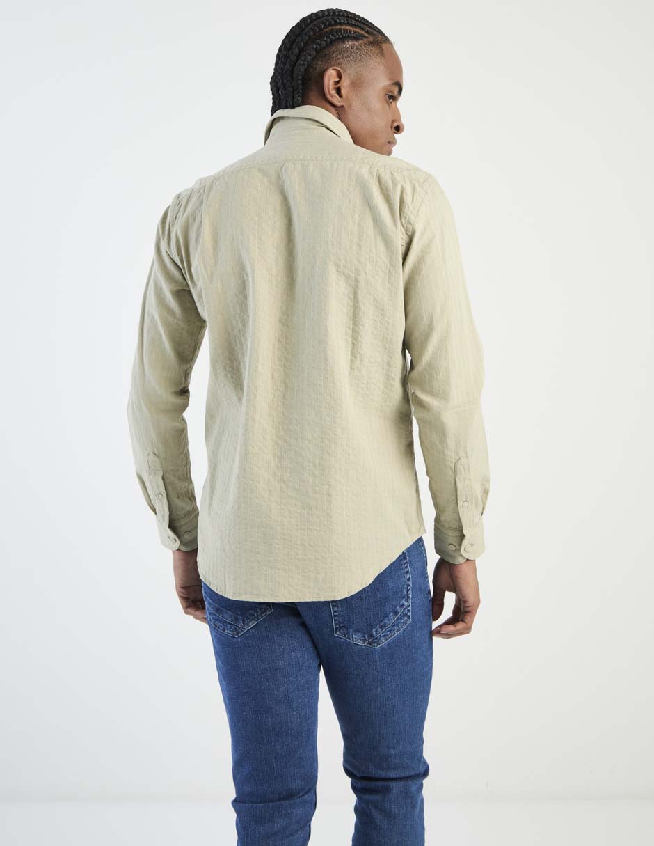 Camisa de vestir de algodón manga larga para hombre 5