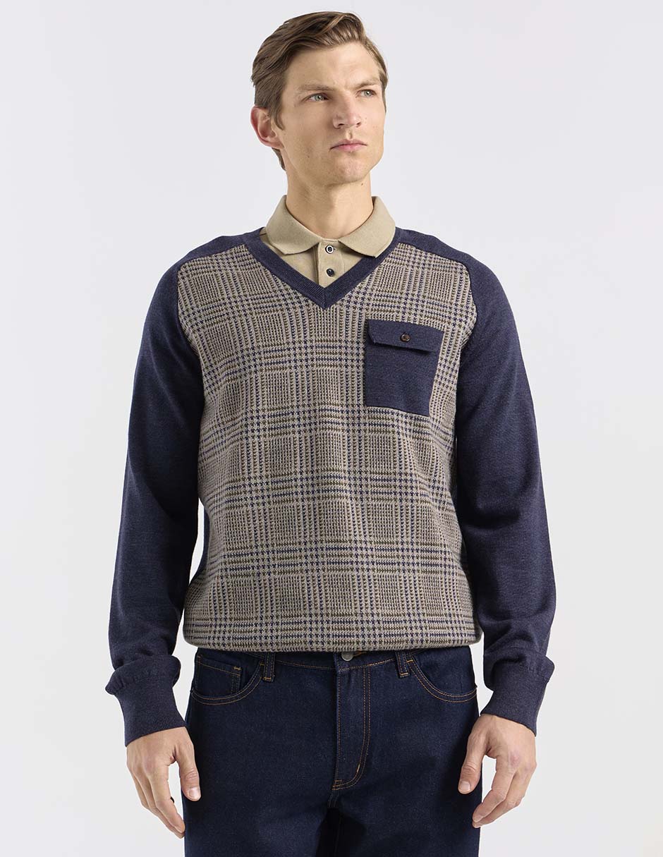 Suéter cuello v para hombre 5