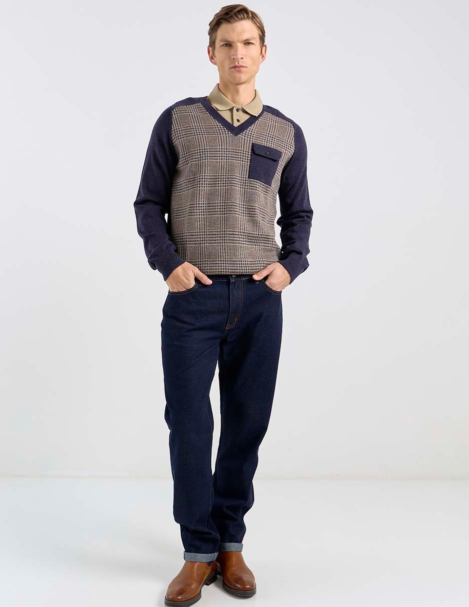 Suéter cuello v para hombre 4