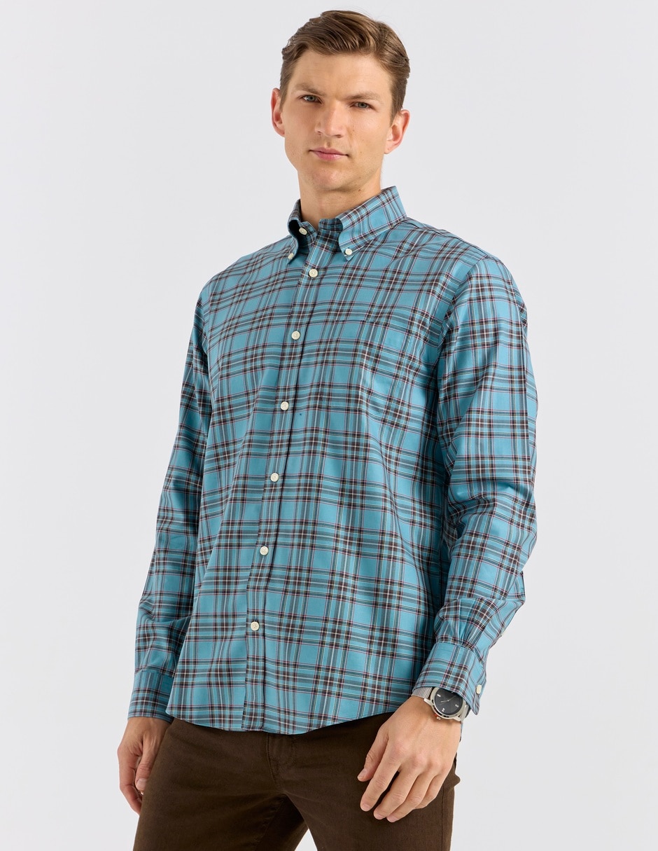 Camisa casual de algodón manga larga para hombre 1