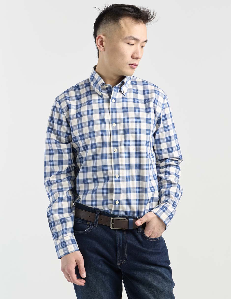 Camisa casual de algodón manga larga para hombre 1