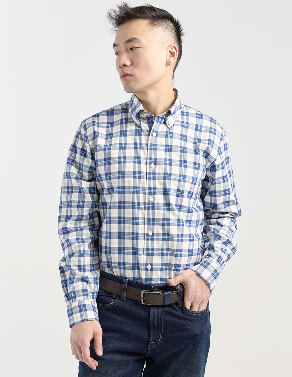 Camisa casual de algodón manga larga para hombre 7