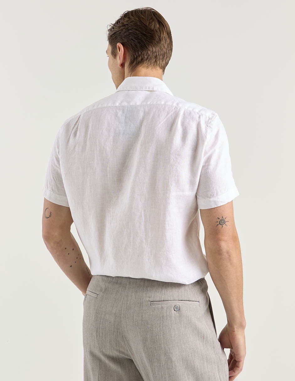 Camisa casual de lino manga corta para hombre 5