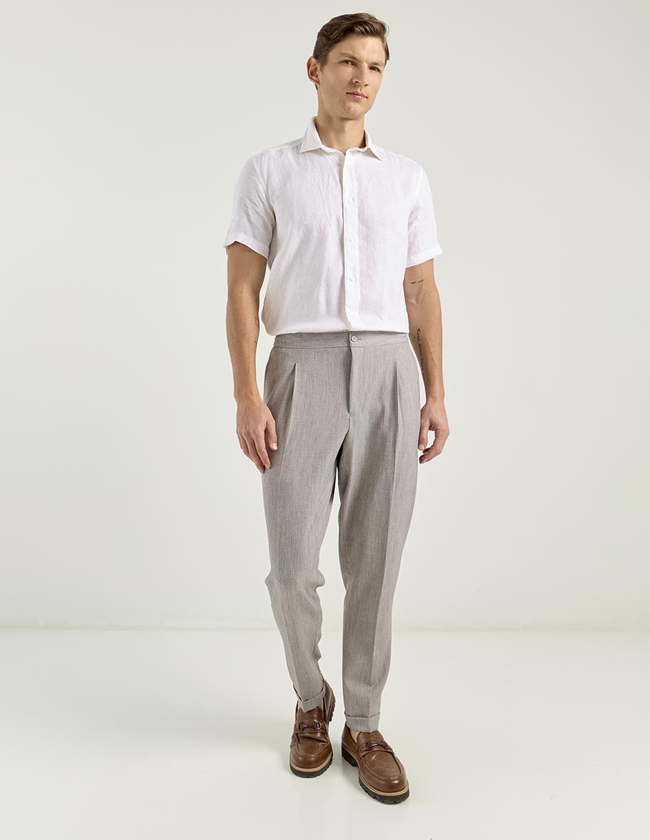Camisa casual de lino manga corta para hombre 6