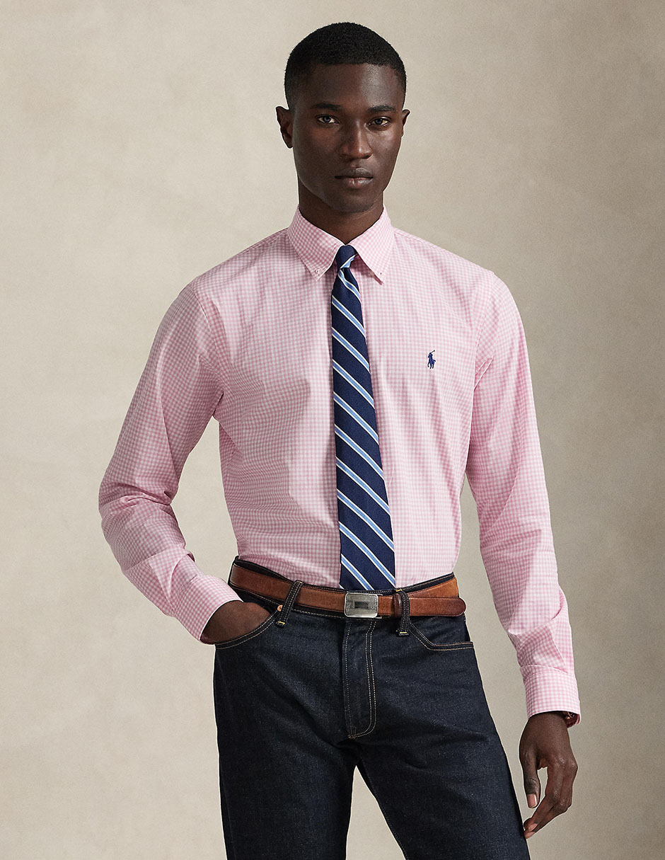 Camisa business casual Polo Rl de algodón manga larga para hombre