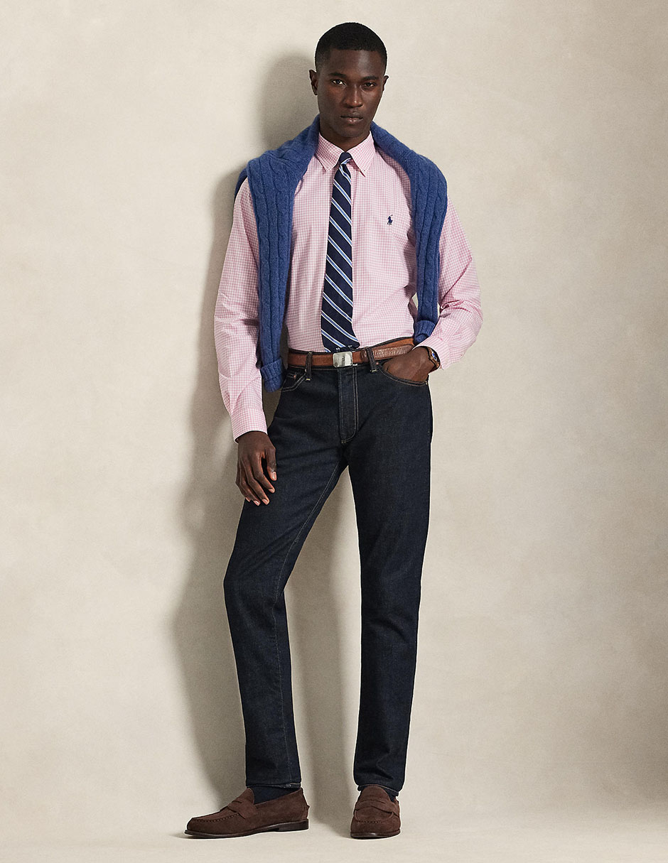 Camisa business casual Polo Rl de algodón manga larga para hombre
