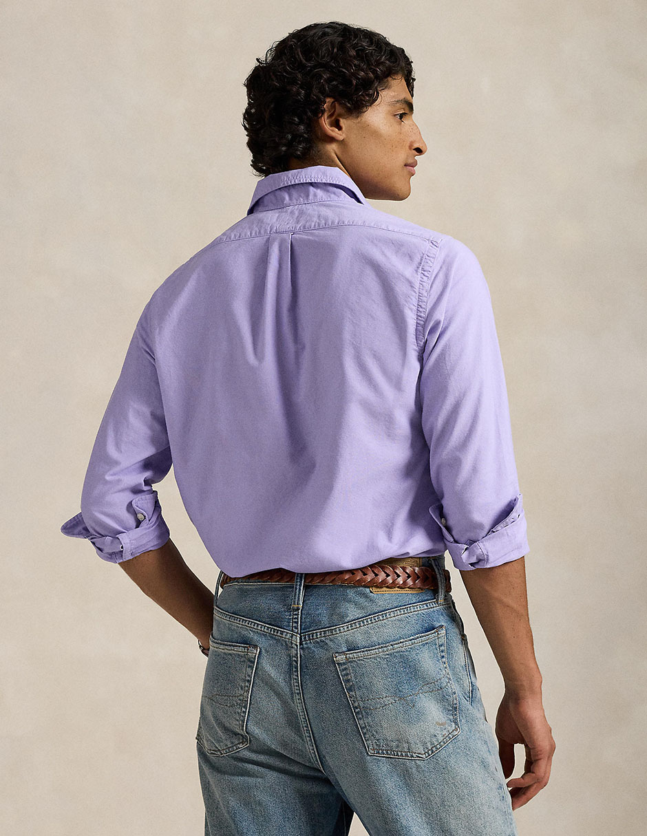Camisa casual Polo Rl de algodón manga larga para hombre