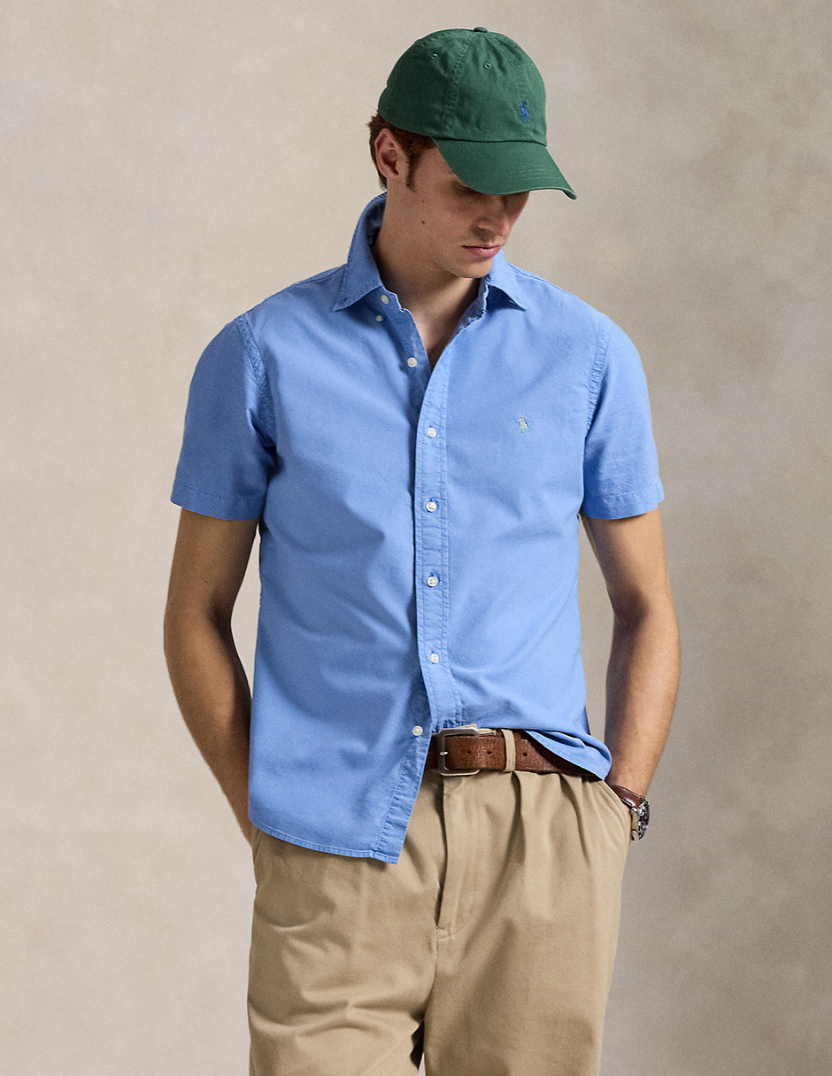 Camisa business casual Polo RL de algodón manga corta para hombre
