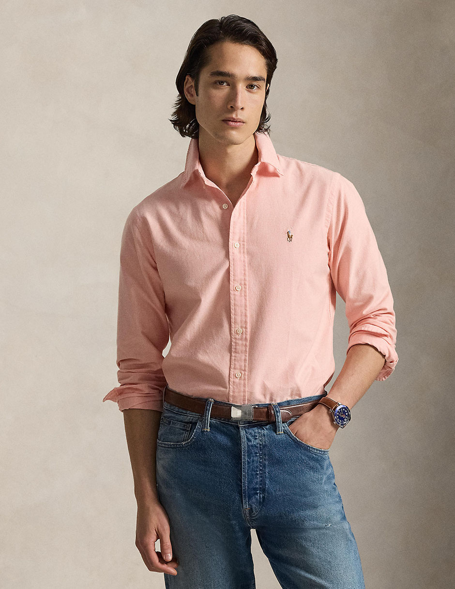 Camisa business casual Polo Rl de algodón manga larga para hombre