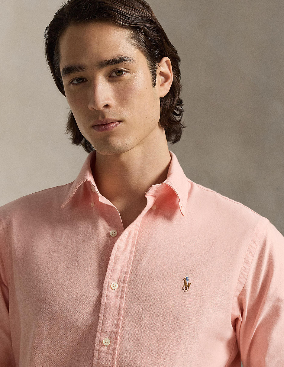 Camisa business casual Polo Rl de algodón manga larga para hombre
