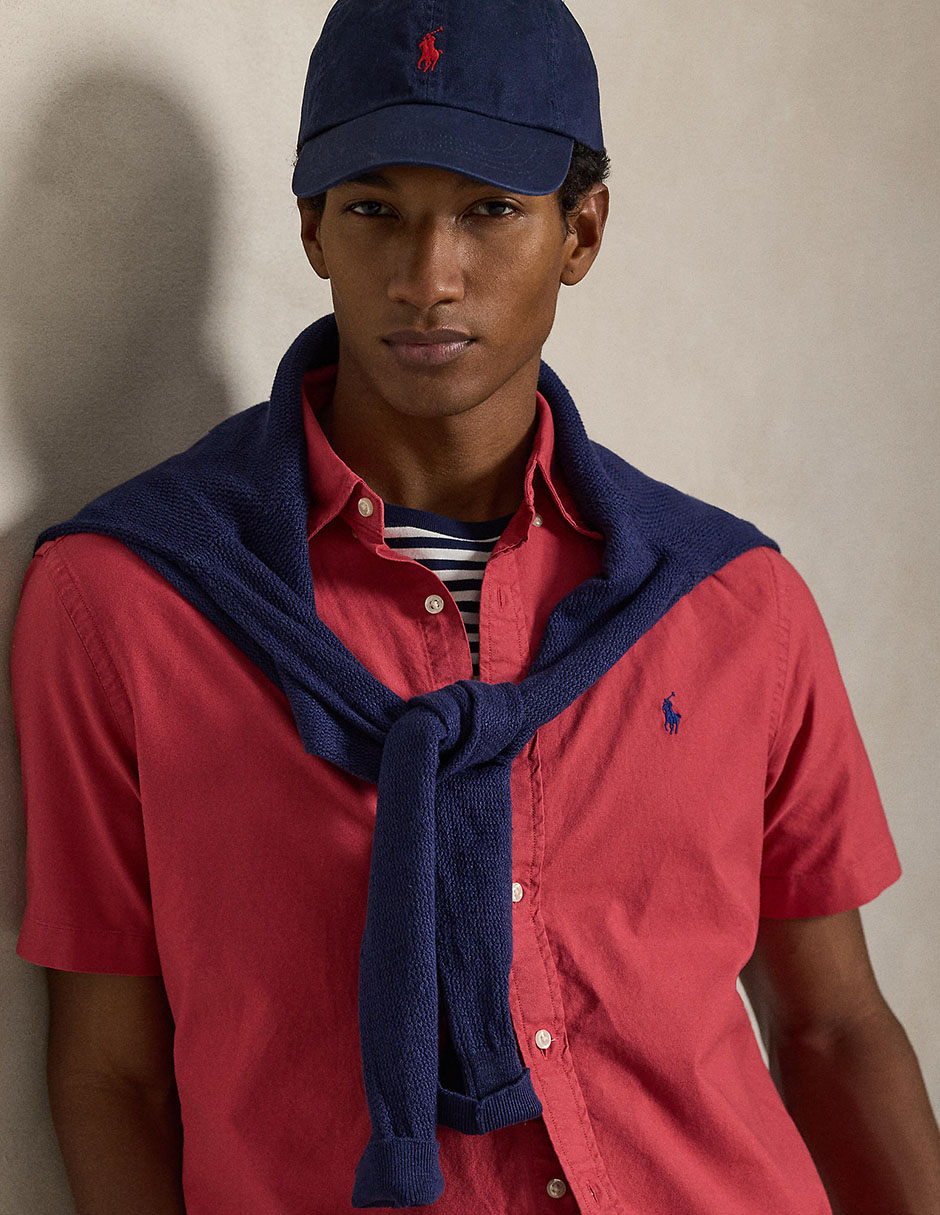 Camisa business casual de algodón manga corta para hombre 7