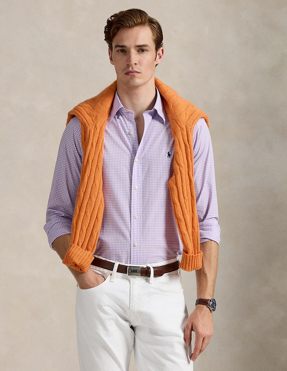Camisa casual Polo Rl de algodón manga larga para hombre Camisa casual Polo Rl de algodón manga larga para hombre