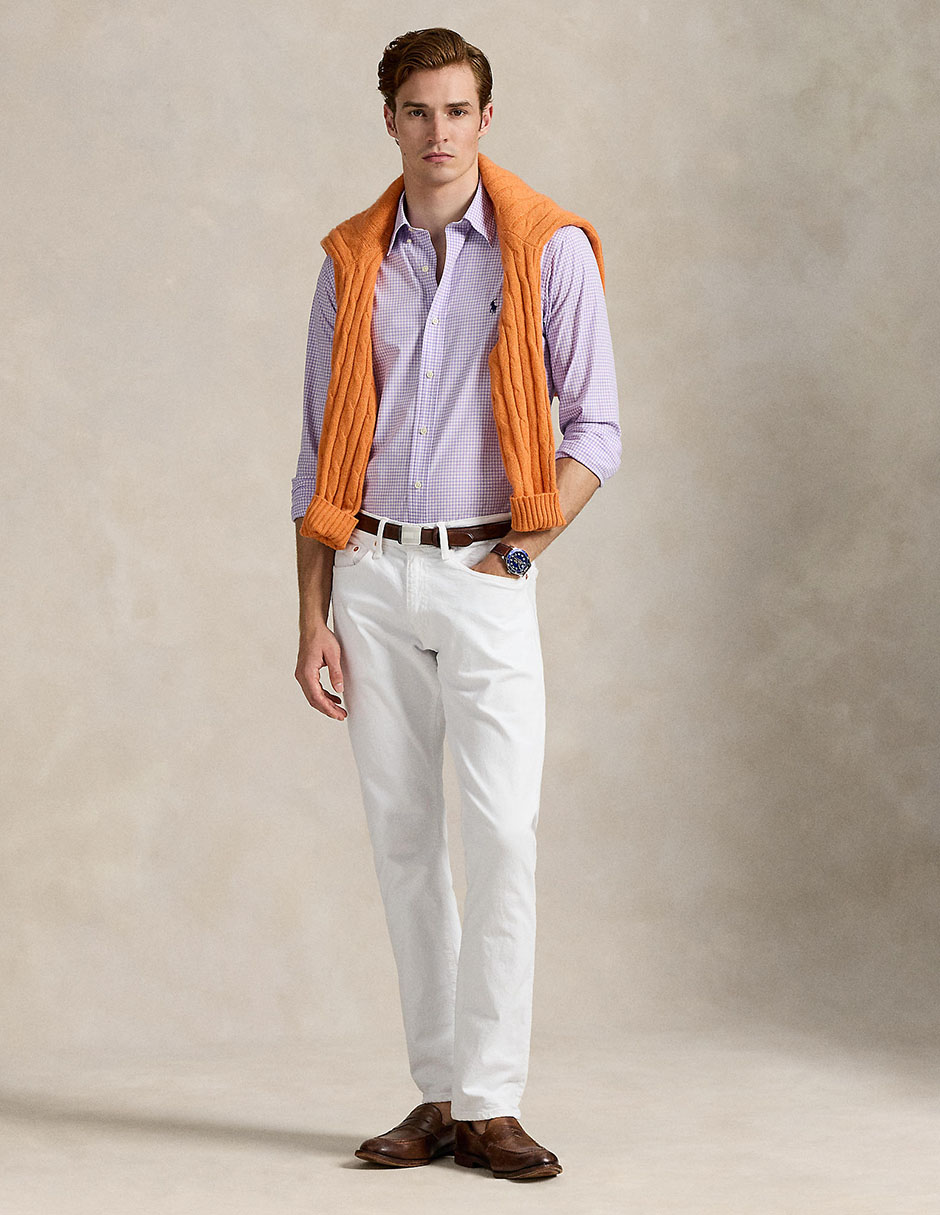 Camisa casual Polo Rl de algodón manga larga para hombre 3
