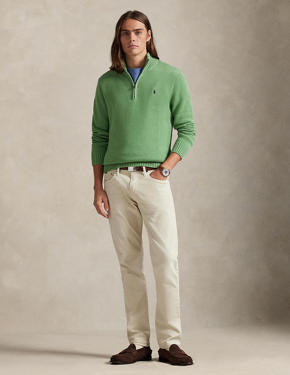 Suéter Polo Rl cuello con cierre para hombre