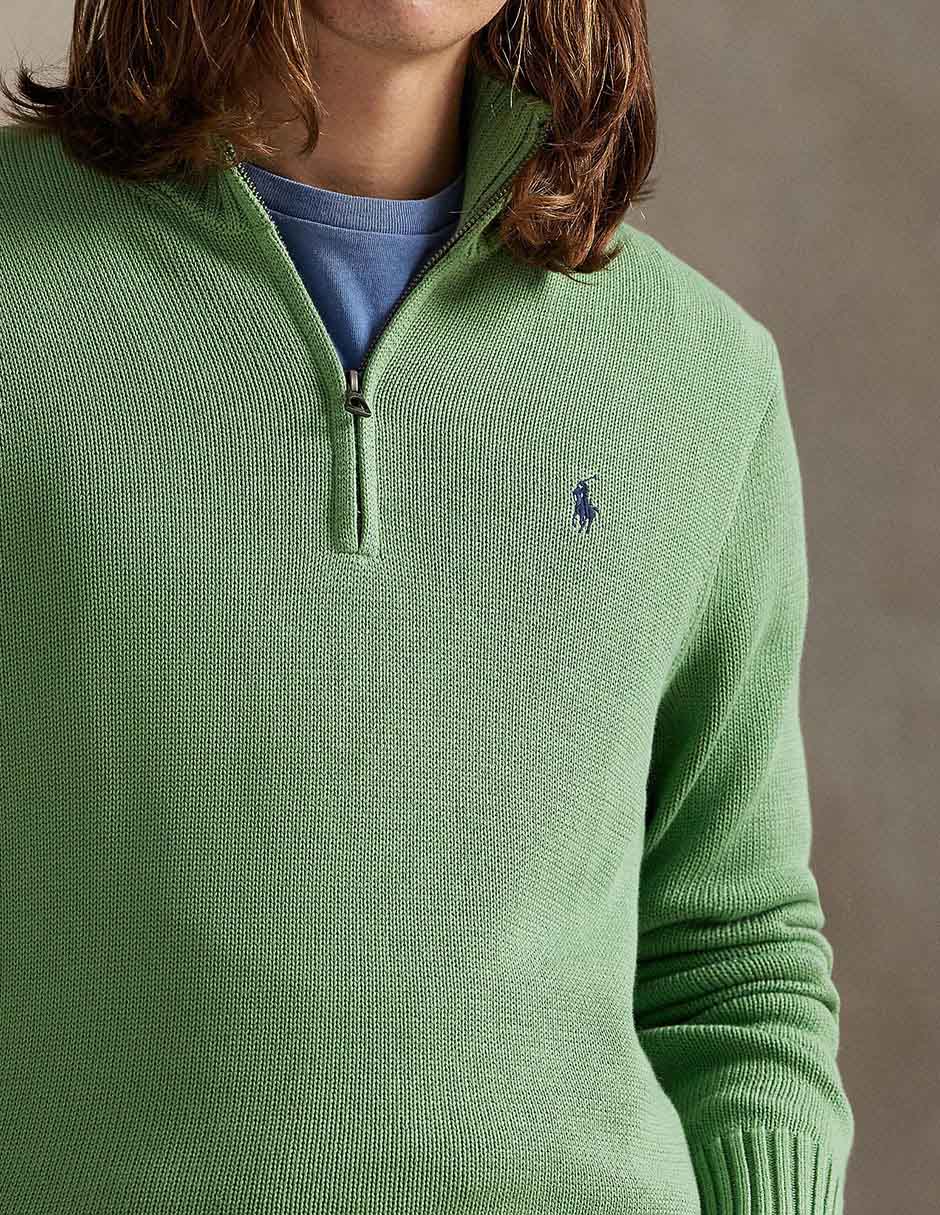 Suéter Polo Rl cuello con cierre para hombre
