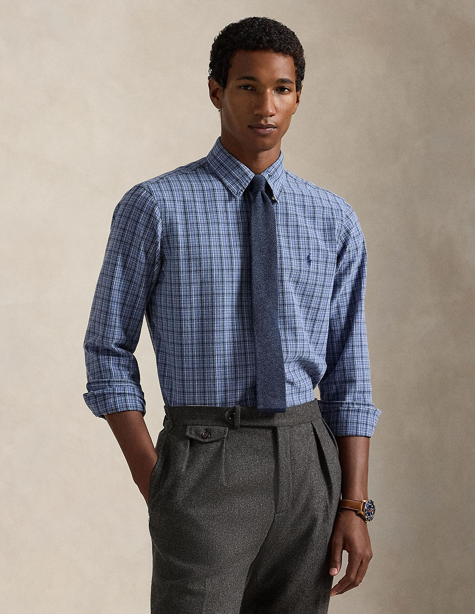 Camisa business casual de algodón manga larga para hombre 1