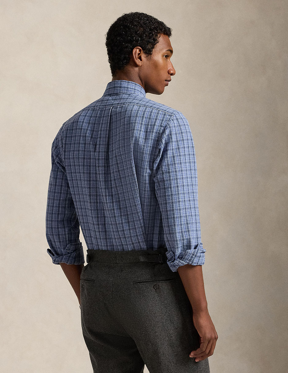 Camisa business casual Polo Rl de algodón manga larga para hombre
